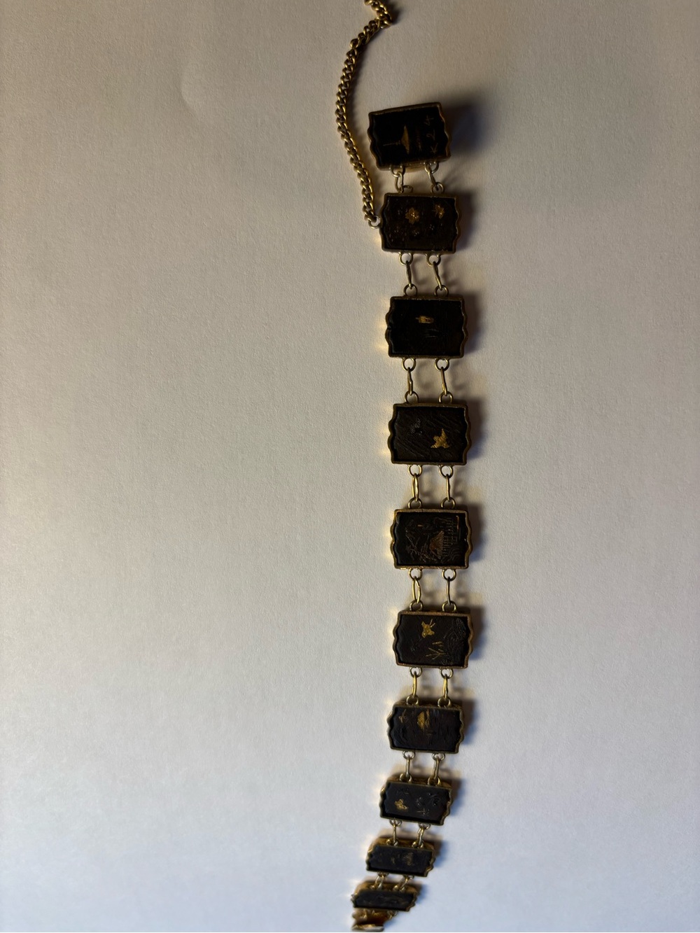 Vintage Damascene 24k 10 Panel Reversible  Gold tone and Black Bracelet